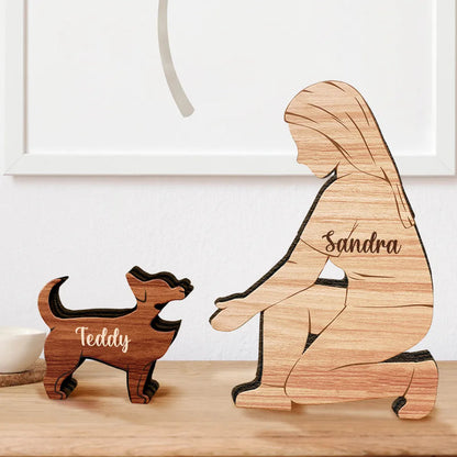 A Girl And Her Dog A Bond That Can't Be Broken - Personalized Wooden Dog Sculpture