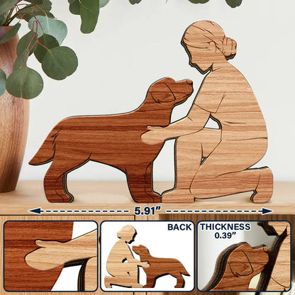 A Girl And Her Dog A Bond That Can't Be Broken - Personalized Wooden Dog Sculpture