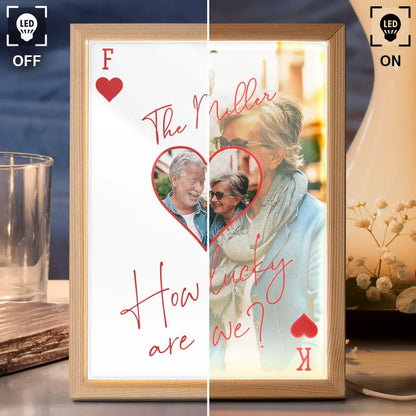 Custom Photo How Lucky Are We Family Card Style Art - Personalized Light Up Picture Frame