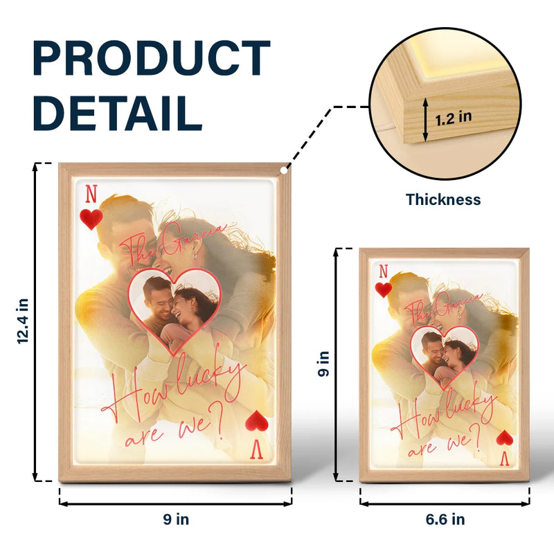 Custom Photo How Lucky Are We Family Card Style Art - Personalized Light Up Picture Frame