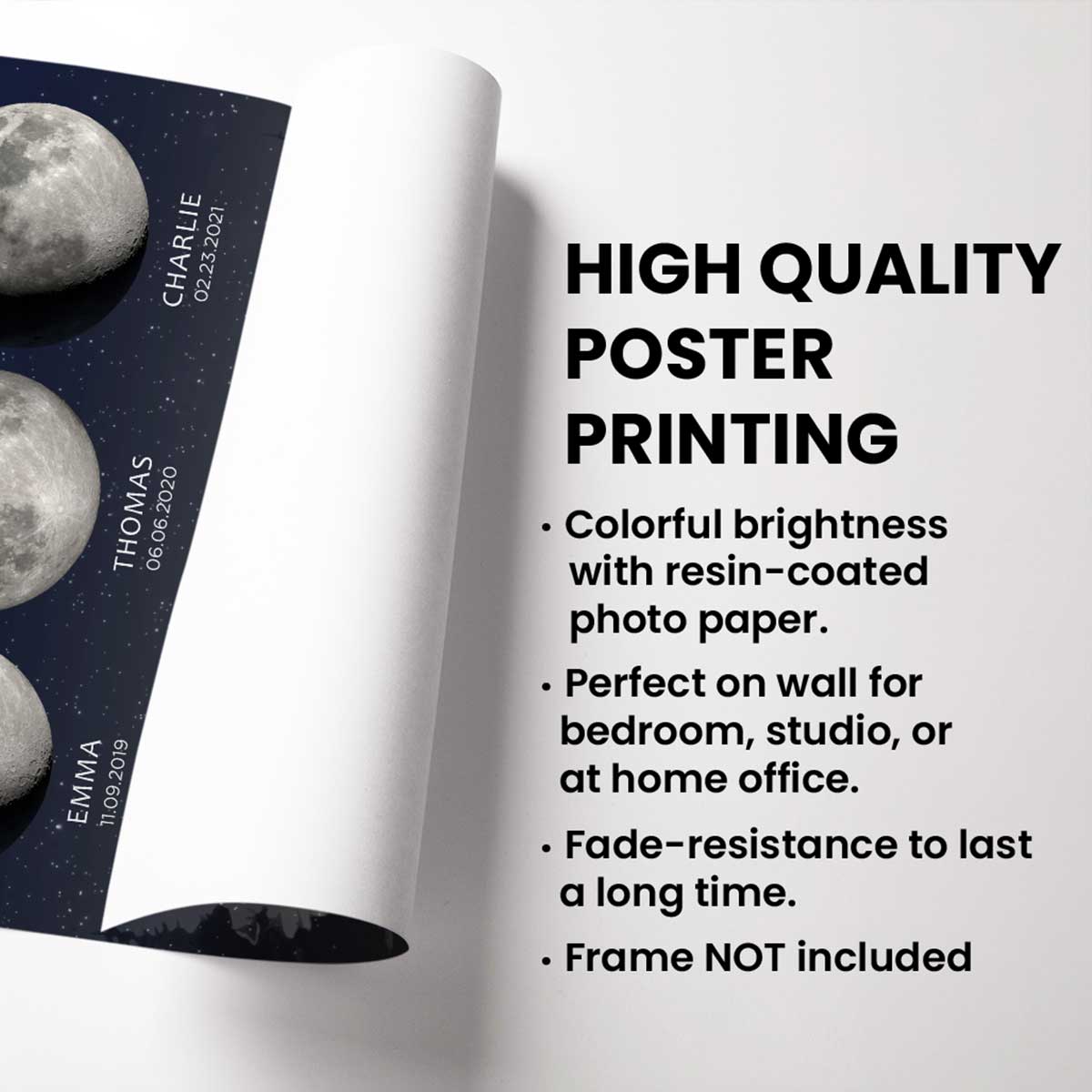 Under These Moon You Became Our Dad Grandpa Birth Moon Phase Art Personalized Poster