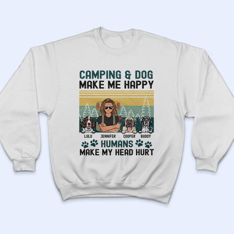 My Head Hurt - Camping And Dog Lovers - Personalized Custom T Shirt