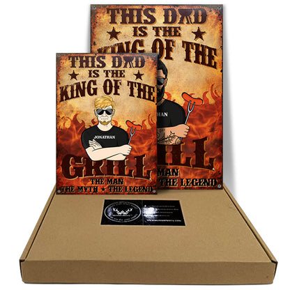King Of The Grill The Man The Myth - Grilling Dad Gift- Personalized Custom Classic Metal Signs