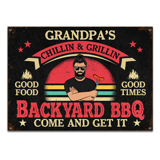 Backyard BBQ Come And Get It Dad Grandpa - Personalized Custom Classic Metal Signs
