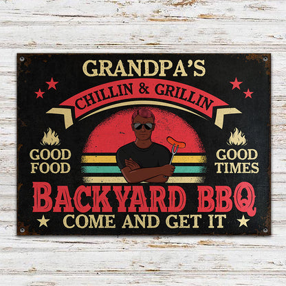 Backyard BBQ Come And Get It Dad Grandpa - Personalized Custom Classic Metal Signs
