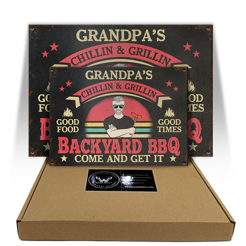 Backyard BBQ Come And Get It Dad Grandpa - Personalized Custom Classic Metal Signs