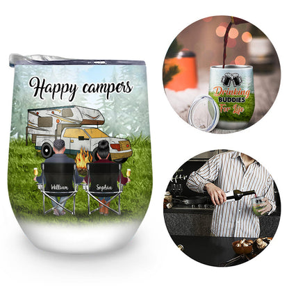Drinking Buddies For Life Camping - Personalized Custom Wine Tumbler