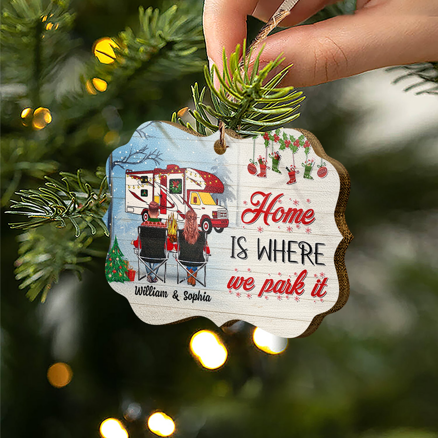 Home Is Where - Gift For Camping Lovers - Personalized Custom Wooden Ornament