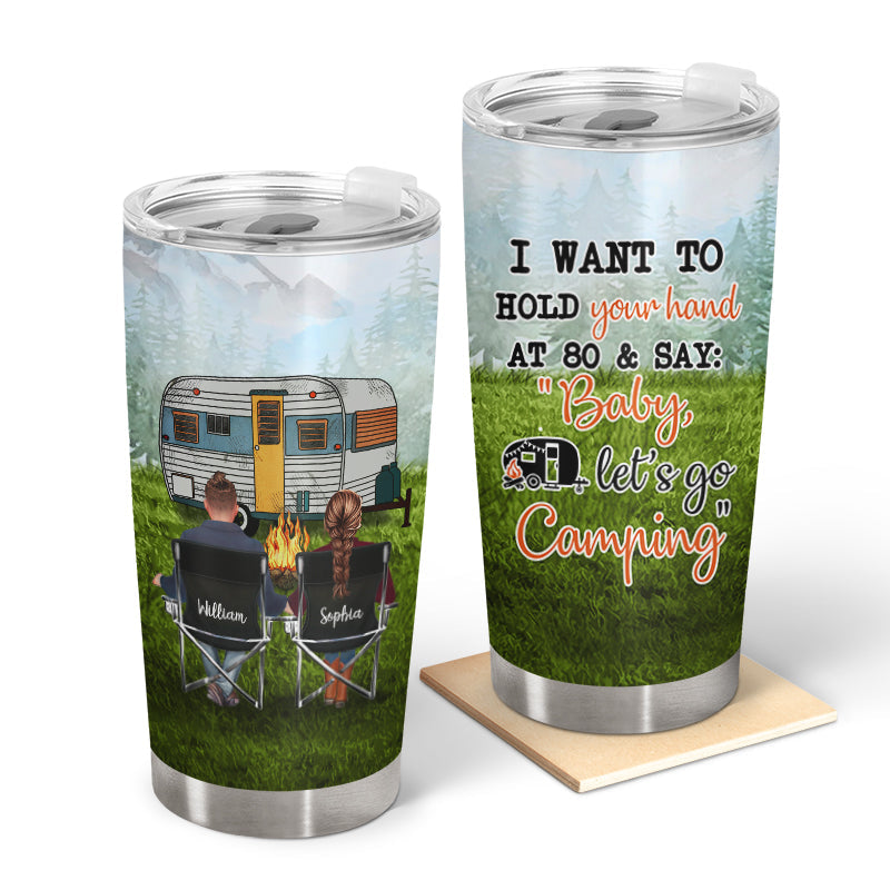 I Want To Hold Your Hand Camping Couple - Personalized Custom Tumbler