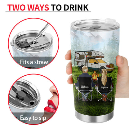 I Want To Hold Your Hand Camping Couple - Personalized Custom Tumbler