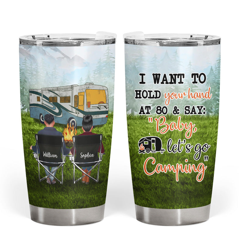 I Want To Hold Your Hand Camping Couple - Personalized Custom Tumbler