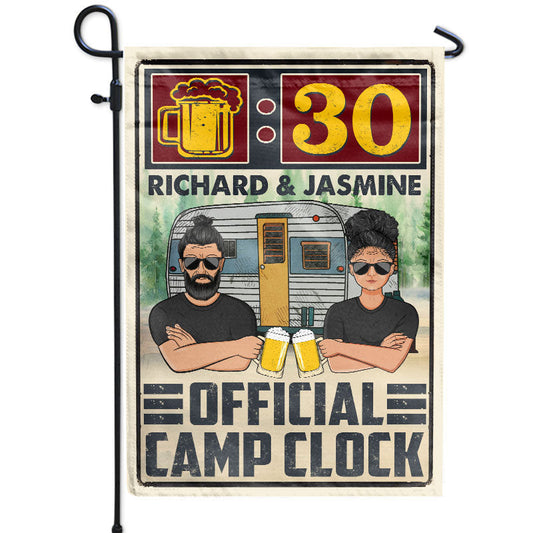 Official Camp Clock - Gift For Camping Lover - Personalized Custom Flag