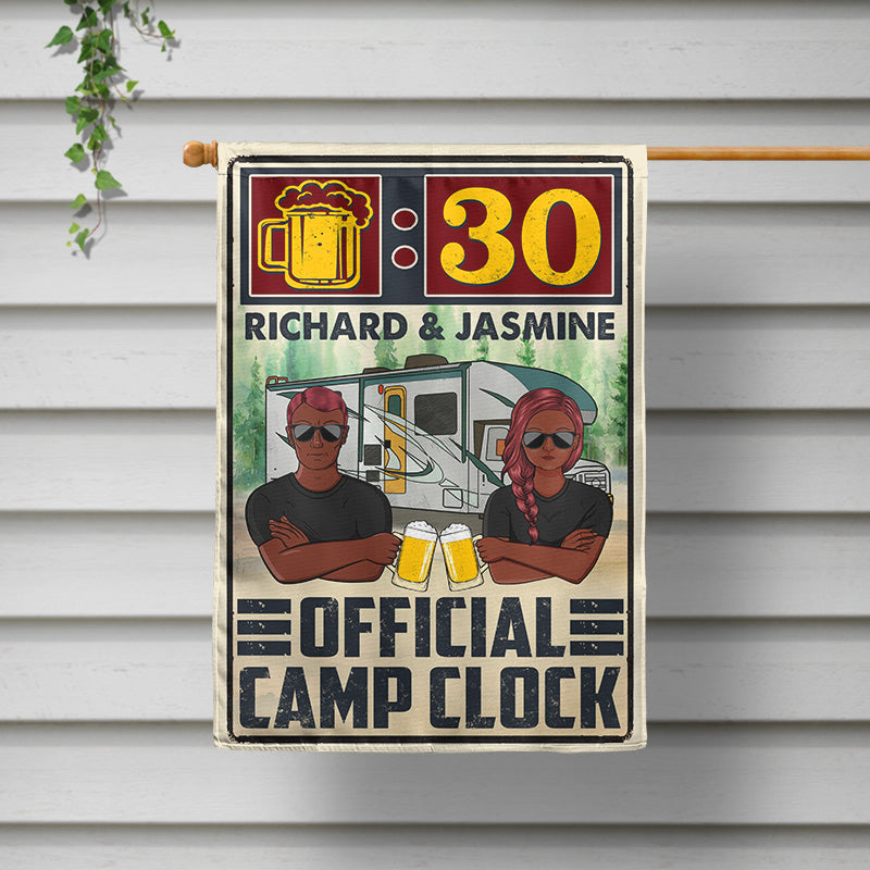 Official Camp Clock - Gift For Camping Lover - Personalized Custom Flag