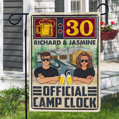 Official Camp Clock - Gift For Camping Lover - Personalized Custom Flag