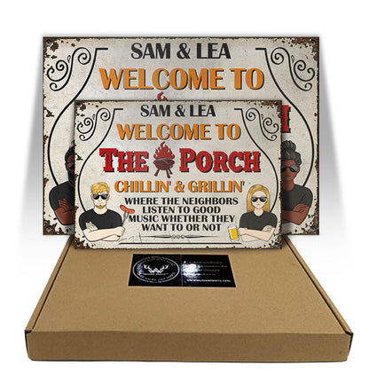 Porch Welcome Grilling & Chilling - Personalized Custom Classic Metal Signs