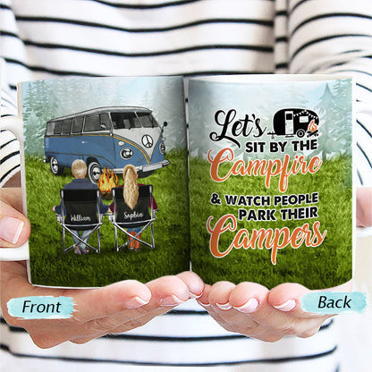 Let's Sit By The Campfire - Gift For Camping Lovers - Personalized Custom White Edge-to-Edge Mug