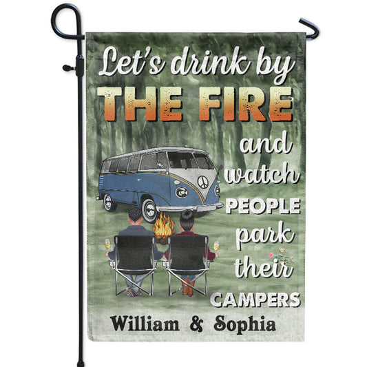 Let's Drink By The Campfire Camping - Personalized Custom Flag