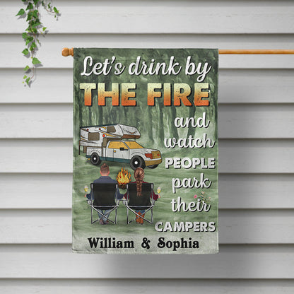 Let's Drink By The Campfire Camping - Personalized Custom Flag