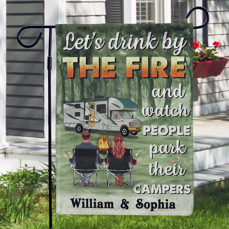 Let's Drink By The Campfire Camping - Personalized Custom Flag