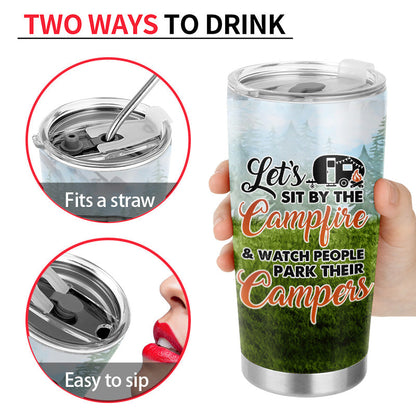 Let Sit By The Campfire Pride Camping - Personalized Custom Tumbler