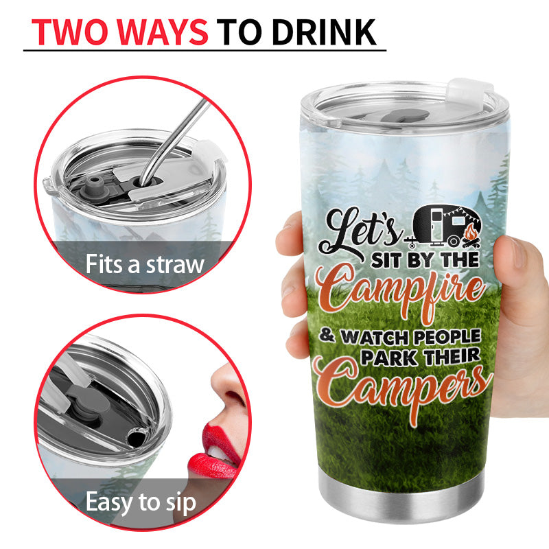 Let Sit By The Campfire Pride Camping - Personalized Custom Tumbler