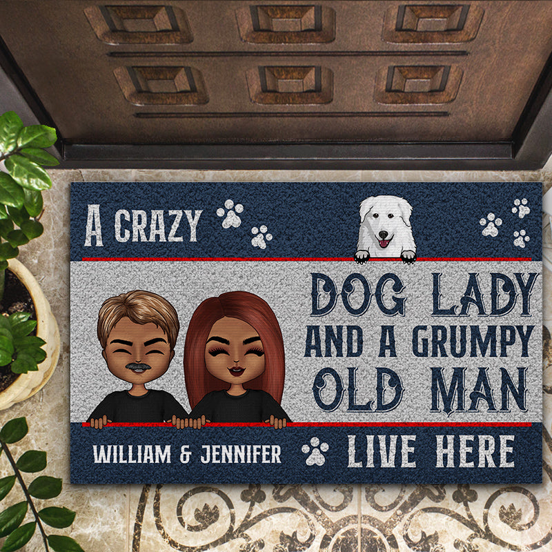 A Crazy Dog Lady - Gift For Dog Lovers - Personalized Custom Doormat