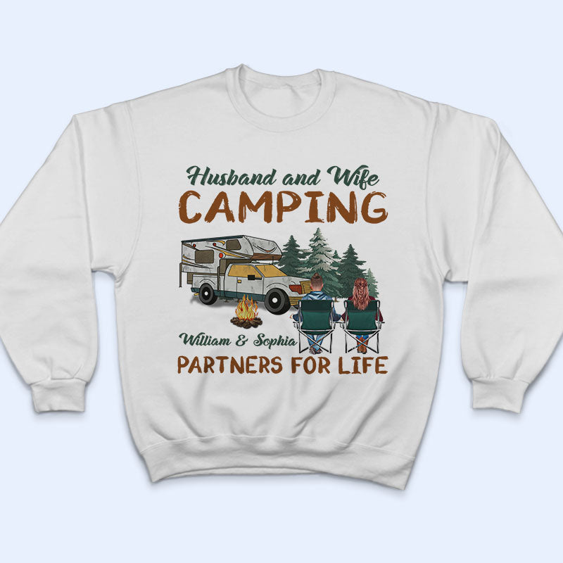Husband And Wife Camping Partners Camping Couple - Personalized Custom T Shirt