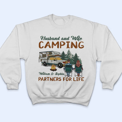 Husband And Wife Camping Partners Camping Couple - Personalized Custom T Shirt