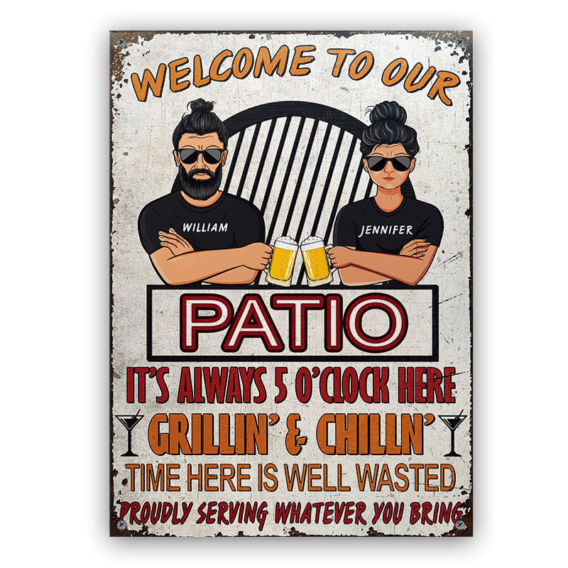 Proudly Serving Whatever - Patio Backyard Sign - Personalized Custom Classic Metal Signs