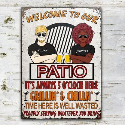 Proudly Serving Whatever - Patio Backyard Sign - Personalized Custom Classic Metal Signs