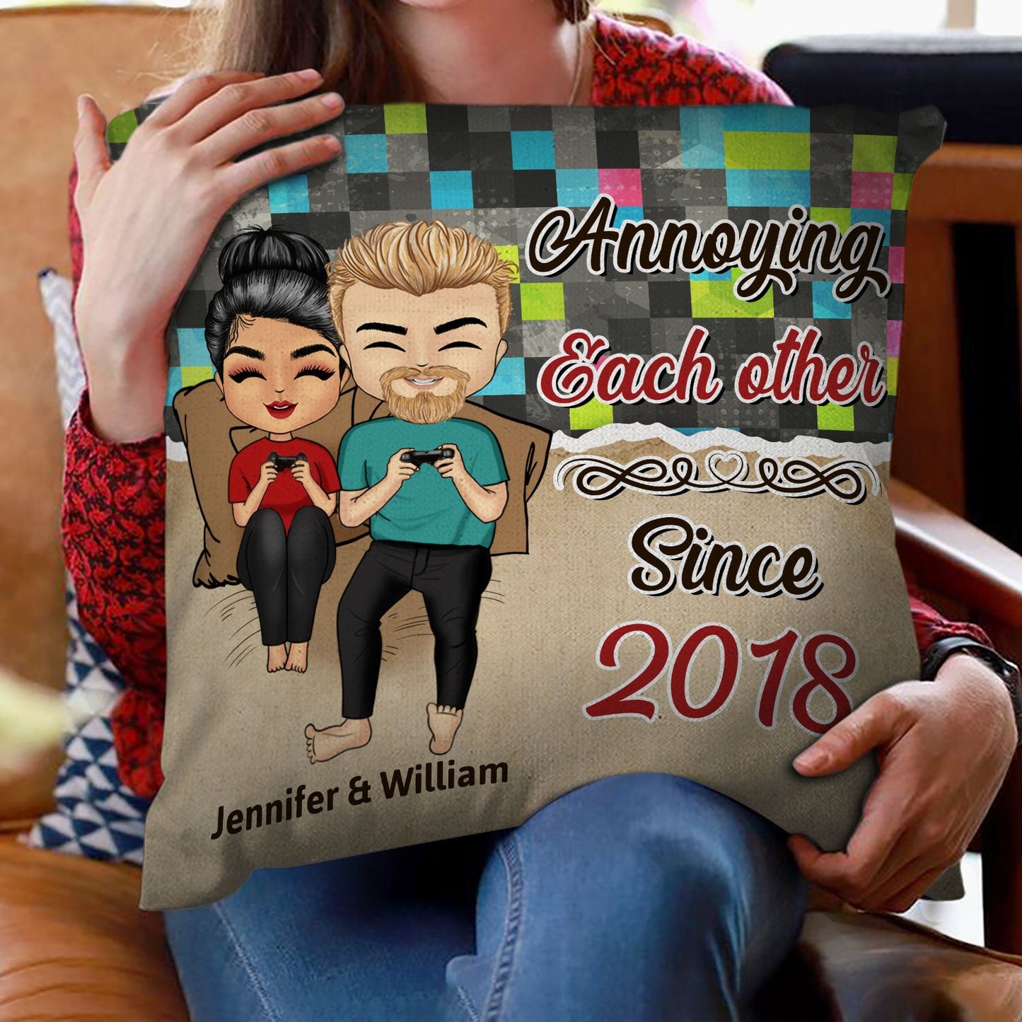Annoying Each Other - Gift For Gaming Couple - Personalized Custom Pillow