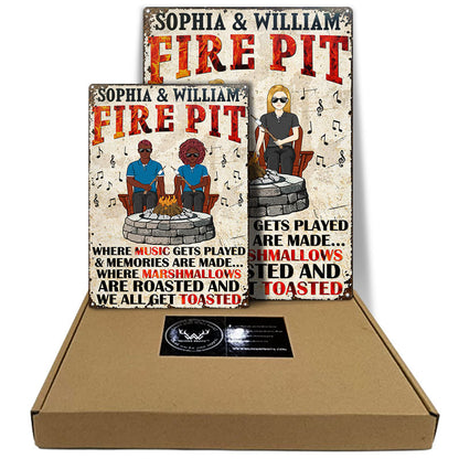 Music Gets Played Fire Pit - Camping Couple - Personalized Custom Classic Metal Signs