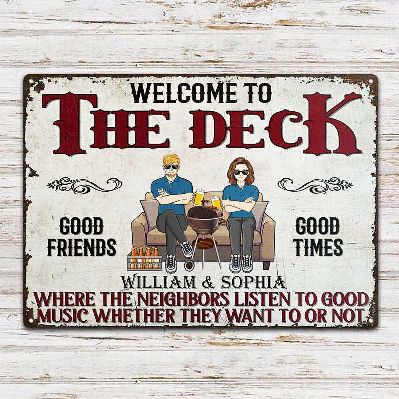 Grilling Listen To The Good Music - Gift For Couples - Personalized Custom Classic Metal Signs