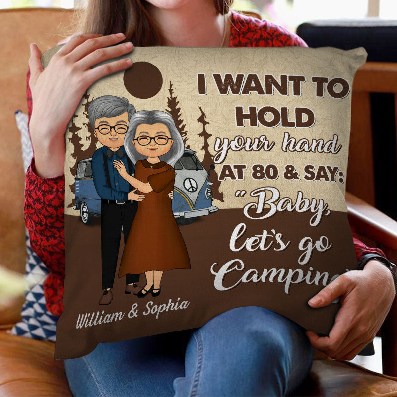 Hold Your Hand Camping - Gift For Couples - Personalized Custom Pillow