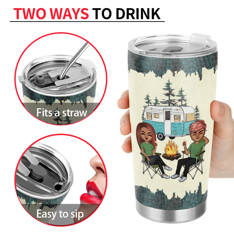 Caution Camping Again - Gift For Camping Lovers - Personalized Custom Tumbler