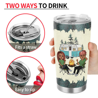 Caution Camping Again - Gift For Camping Lovers - Personalized Custom Tumbler