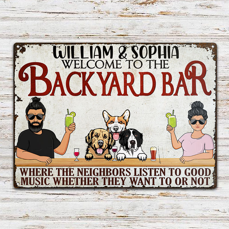 Poolside Good Music Whether Want Or Not - Gift For Dog Owners - Personalized Custom Classic Metal Signs