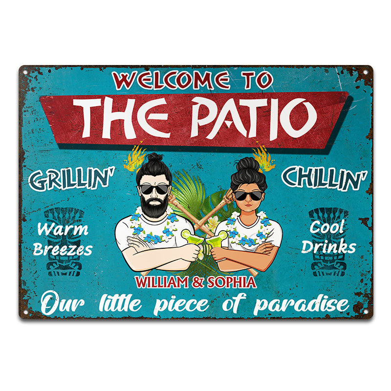 Our Little Piece Of Paradise - Patio Decoration - Personalized Custom Classic Metal Signs