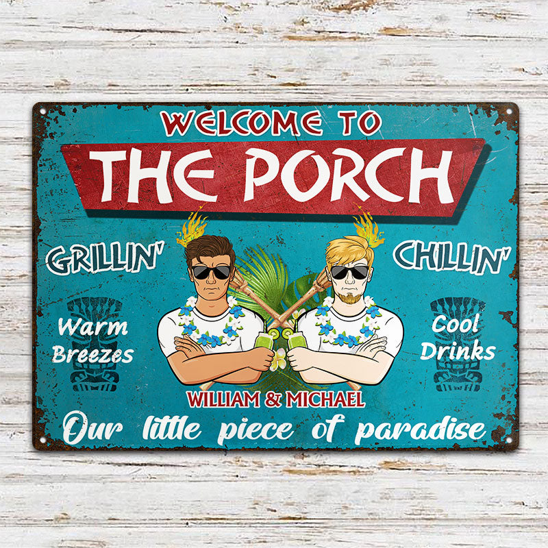 Our Little Piece Of Paradise - Patio Decoration - Personalized Custom Classic Metal Signs