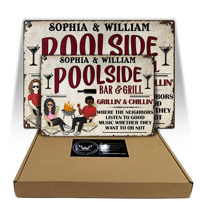 Listen To Good Music - Poolside Bar And Grill - Personalized Custom Classic Metal Signs