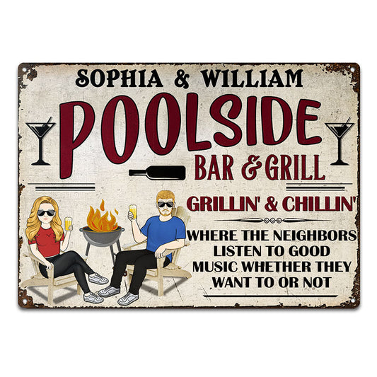 Listen To Good Music - Poolside Bar And Grill - Personalized Custom Classic Metal Signs