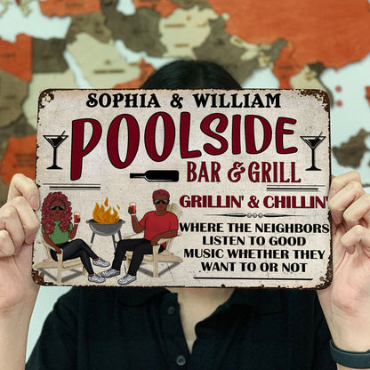 Listen To Good Music - Poolside Bar And Grill - Personalized Custom Classic Metal Signs