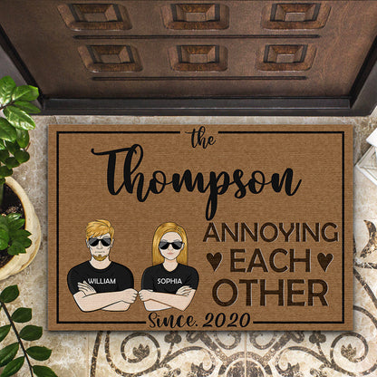 Annoying Each Other Since - Gift For Couple Husband Wife - Personalized Custom Doormat