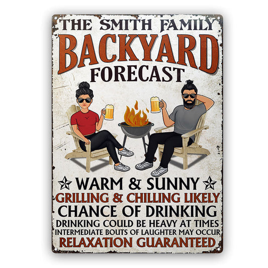 Backyard Forecast - Funny Sign For Indoor Outdoor - Personalized Custom Classic Metal Signs