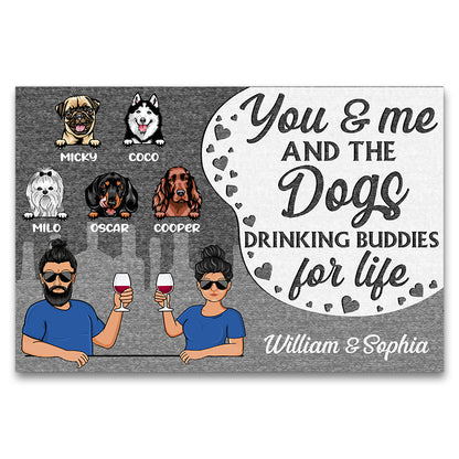 Drinking Buddies For Life - Gift For Dog Owner - Personalized Custom Doormat