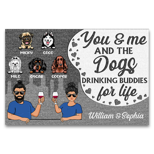 Drinking Buddies For Life - Gift For Dog Owner - Personalized Custom Doormat