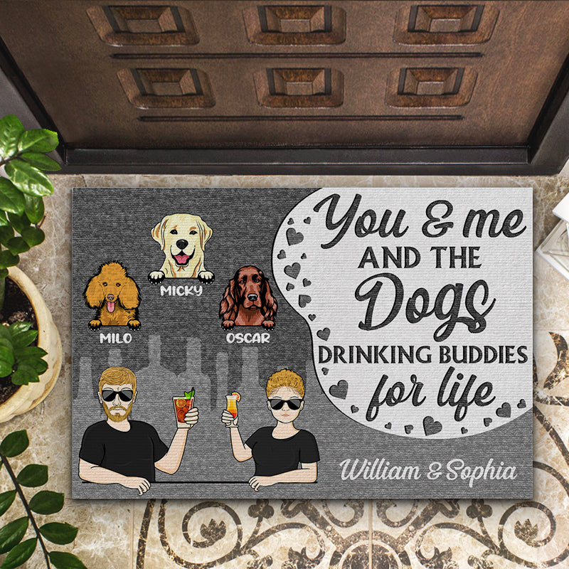 Drinking Buddies For Life - Gift For Dog Owner - Personalized Custom Doormat