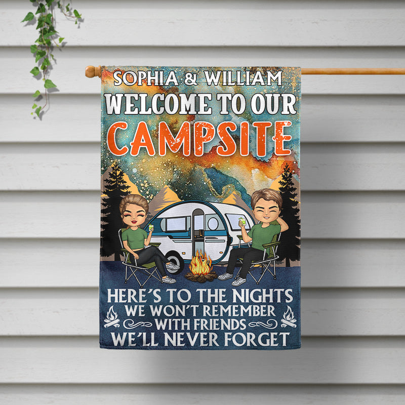 Here's To The Nights We Won't Remember - Gift For Camping Lovers - Personalized Custom Flag