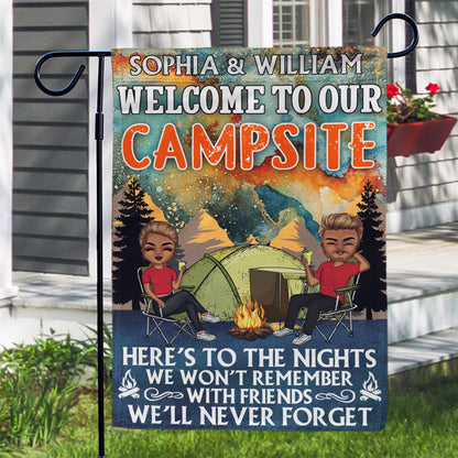 Here's To The Nights We Won't Remember - Gift For Camping Lovers - Personalized Custom Flag