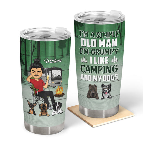 I'm Grumpy I Like Camping Dog - Personalized Custom Tumbler